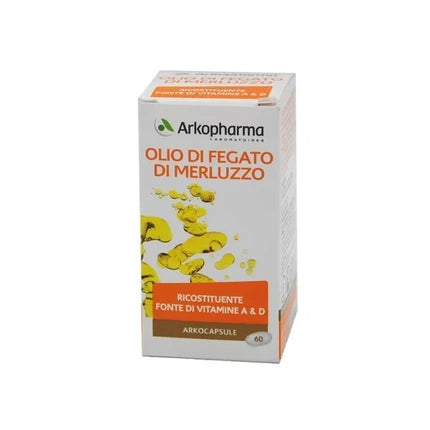 Arkopharma Ulei de Ficat de Cod, Arkocapsule, Vitamine A și D, 60 capsule
