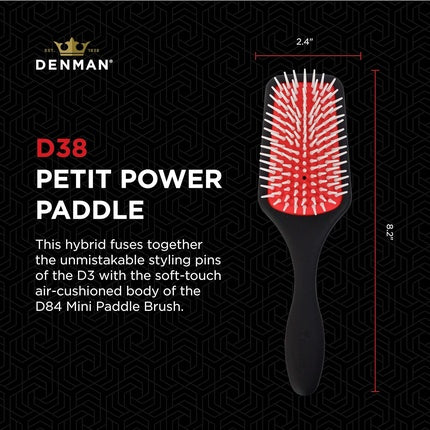 Perie de Detanjare Par Denman D38 Petite, Negru Roșu