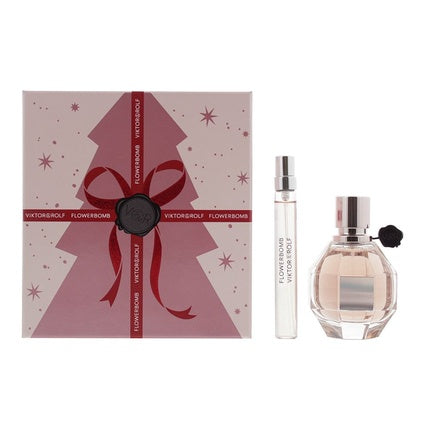 Set Cadou Parfum Viktor & Rolf Flowerbomb Xmas, 50ml + 10ml, Roz