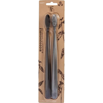 Periuță dinți The Natural Family Co, Soft, maner amidon porumb, Negru