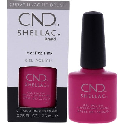 Vernis gel CND Shellac Hot Pop Pink 7.3ml cu pensula Curve Hugging