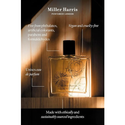 Perfumă Miller Harris Tea Tonique, 50 ml, EDP, sticlă transparentă, dop negru