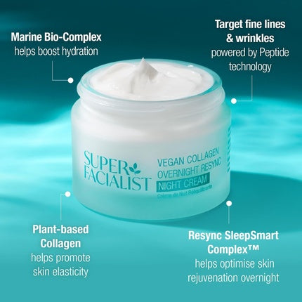 Cremă noapte, Super Facialist, Vegan Collagen, 50ml