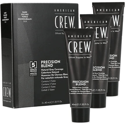 Set vopsea păr bărbați, American Crew, Precision Blend Dark Grey 2-3, 40ml x 3