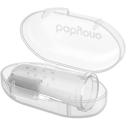 Periuță Dentală din Silicon, Babyono, Set Îngrijire pentru Bebeluși cu Cutie de Depozitare