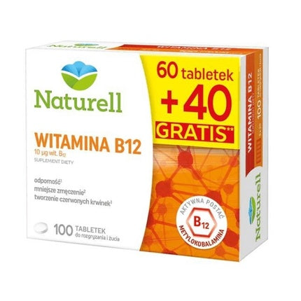 Naturell Vitamina B12, Supliment Dietar, Metilcobalamină, 100 Tablete