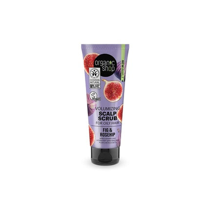 Scrub scalp volumizant, Organic Shop, pentru păr gras, smochină și măceșe, 75ml