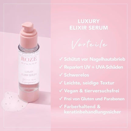 Ser umplut de păr Roze Avenue Luxury Elixir cu ulei de argan și vitamina E, 50ml