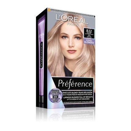 Vopsea de par, L'Oréal Paris, Preference 8.12, Blond Bej Cenusiu Deschis