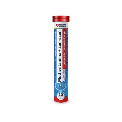 Tablete efervescente Health Family Multivitamină + Ginseng, gust de portocale, 20 buc