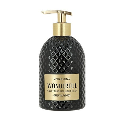 Săpun lichid Vivian Gray Wonderful Oriental Woods, 500 ml, sticlă neagră cu pompă aurie