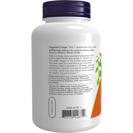 Supliment Nutrițional NOW Foods Kelp 325mcg Iod Natural 250 Capsule Vegane