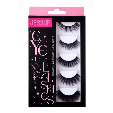 Jessup False Eyelashes Strip Lashes Fe501 - 5 Pairs, Negru, 9.9 cm