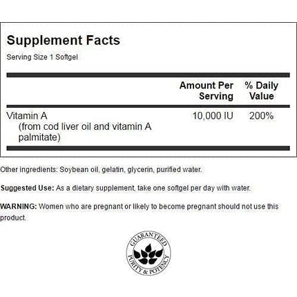 Supliment Vitamină A, Swanson Health Products, 250 Capsule