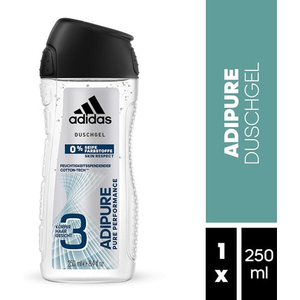 Gel de duș, Adidas, Adipure, 250ml, alb-negru