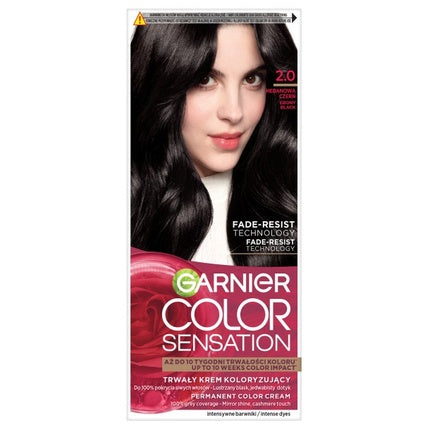 Vopsea de păr Garnier Color Sensation 2.0 Ebony Black, cremă permanentă, 51 g