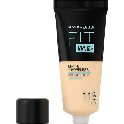 Fond de ten, Maybelline New York, Fit Me Matte Poreless, 118 Nude, 30ml