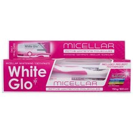 Set Micelar White Glo, Pasta de Dinți Albitoare + Apă Micelară, 195g+100ml, Roz
