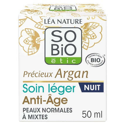 Cremă de noapte Anti-Aging cu Ulei de Argan, So'bio Étic, 50ml