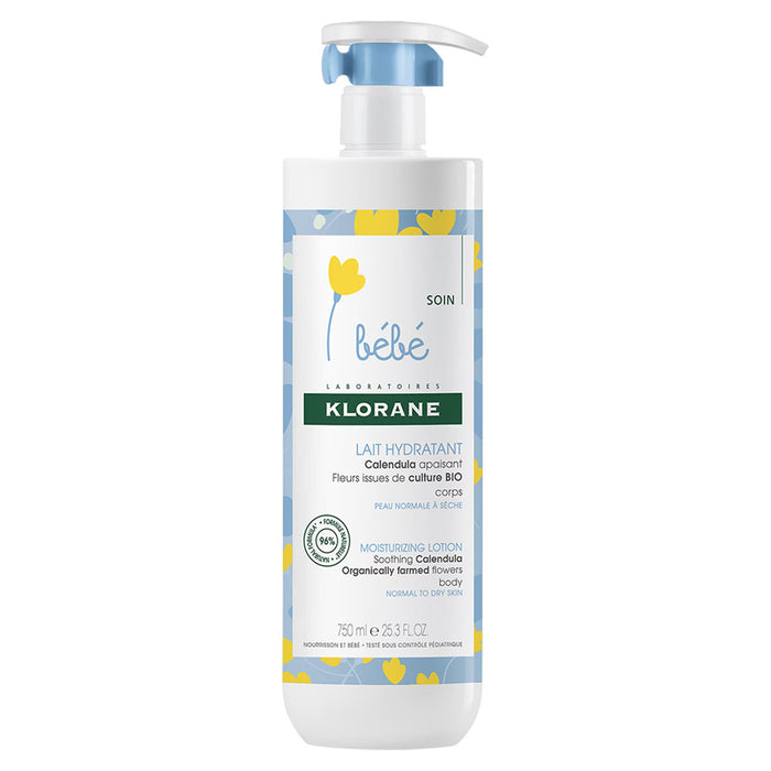 Lapte de corp Klorane Bébé, cu gălbenele, hidratant, pentru piele normală până la uscată, 750 ml