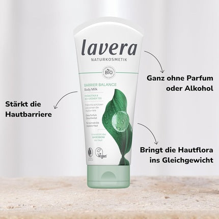 Loțiune pentru corp Lavera Barrier Balance Body Milk, fără alcool, fără parfum, 217 g