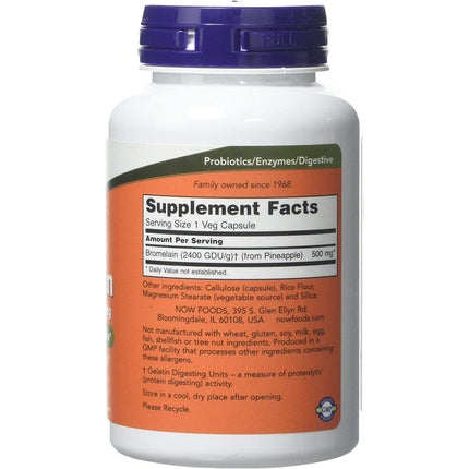 Capsule Vegetariene Bromelaină, NOW Foods, 500mg, 120 buc