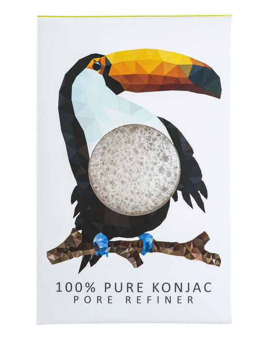 Burete facial Konjac Rainforest Toucan, din konjac, pentru rafinarea porilor