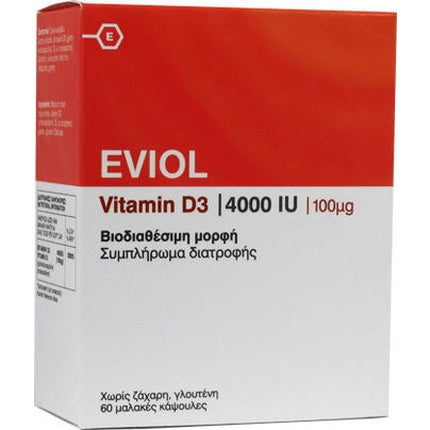 Supliment alimentar Vitamina D3, Eviol, 60 capsule moi, 4000 IU