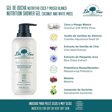 Gel de duș Dr. Tree, 500ml, cocos și mosc alb