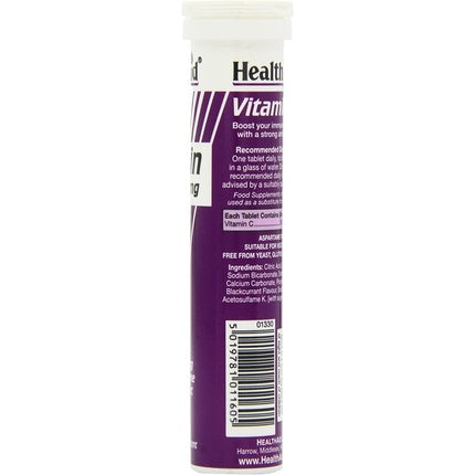 Tablete efervescente, HealthAid, Vitamin C 1000mg, coacaze negre
