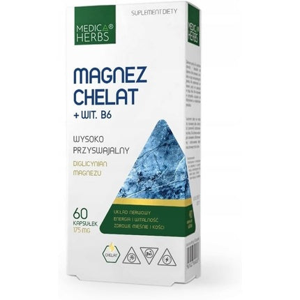 Supliment Mineral Magnesium Chelate cu Vitamina B6, Medica Herbs, 93g