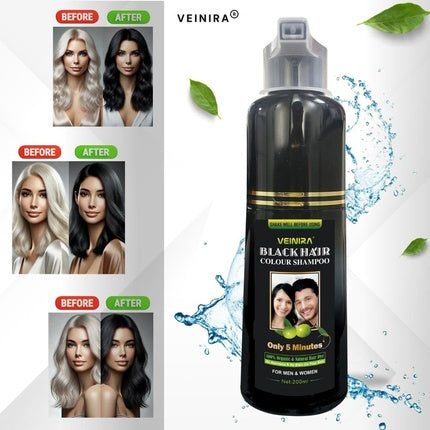 Șampon colorant instantaneu pentru păr, Vineira Herbal Quick, 322 g, negru