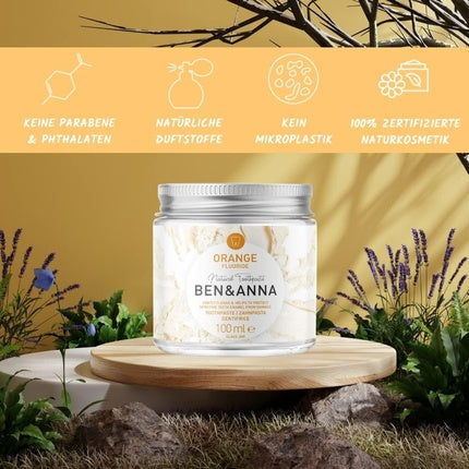Pastă de dinți Ben & Anna Orange Fluoride, cu fluor, ambalaj sticlă, 100ml