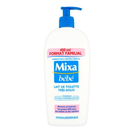 Lapte de curățare Mixa Bebe, 400 ml, alb cu pompă albastră