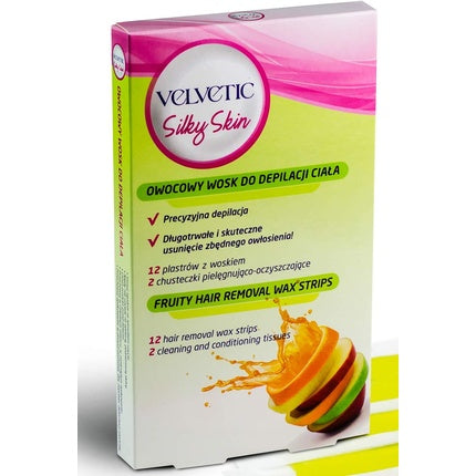 Strips de ceară rece Velvetic Silky Skin pentru îndepărtarea părului, 12 buc