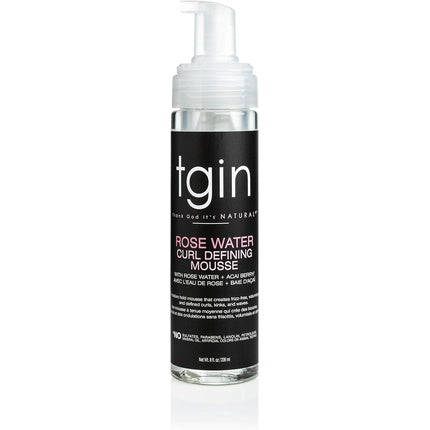 Tgin Rose Water Defining Mousse, Thank God It's Natural, pentru bucle naturale și valuri, cu apă de trandafir, 239 g