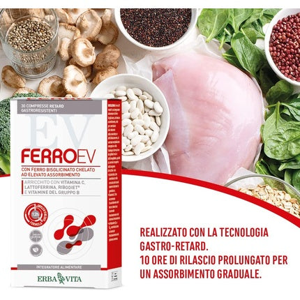 Erba Vita Ferro Ev Retard, supliment alimentar cu fier, gastro-tabletă