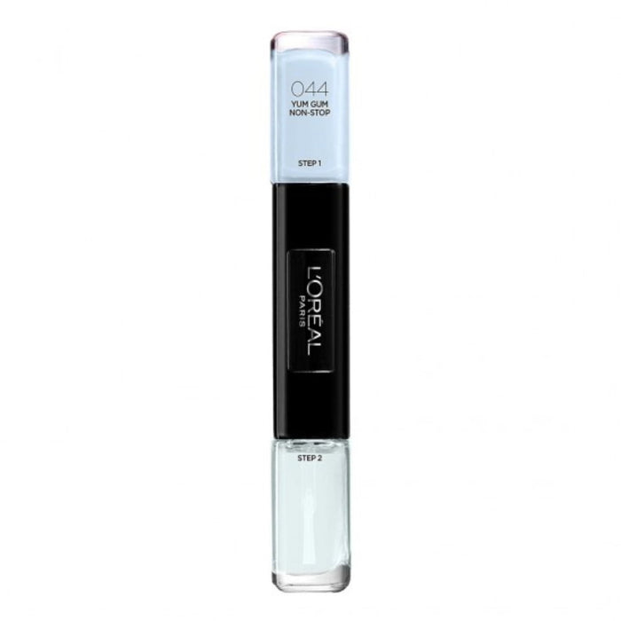 Ojă de unghii 2-în-1 L'Oreal Paris Infallible, nuanța 044 Yum Gum Non-Stop, 2 x 5 ml