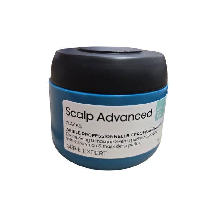Șampon și mască 2 în 1 L'Oreal Professionnel Serie Expert Scalp Advanced, purifiant, cu argilă 6%, 75 ml