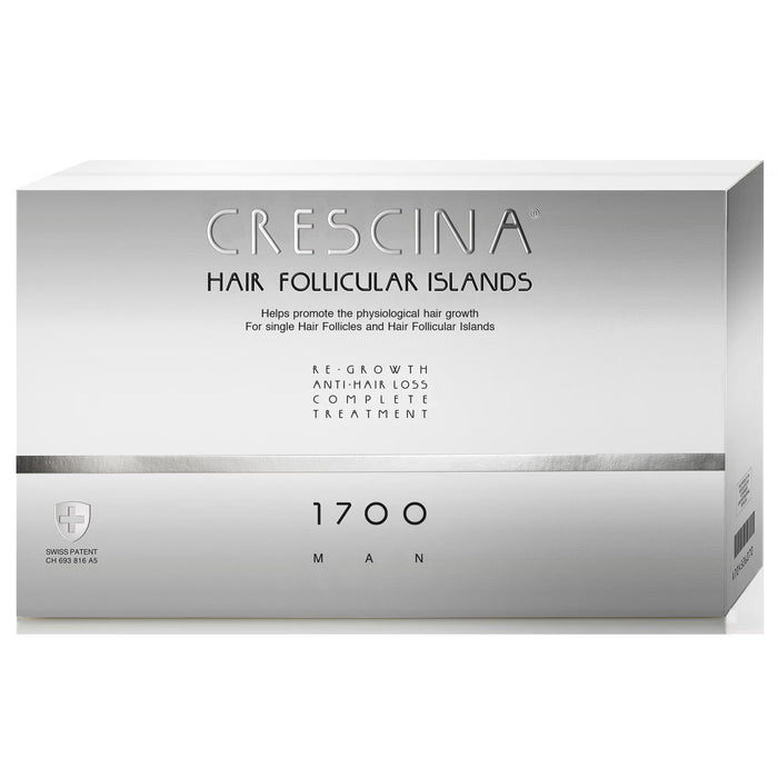 Ser tratament pentru scalp Labo Cosprophar Suisse Crescina Follicular Islands 1700, pentru stimularea creșterii părului, pentru bărbați, 10 + 10 fiole