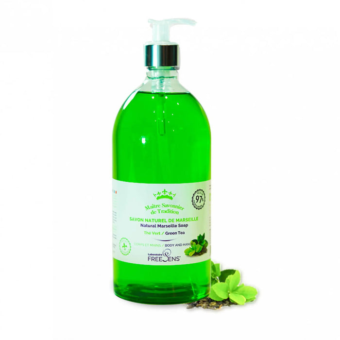 Săpun lichid Laboratoire Freesens Ceai verde, curățare blândă, pentru mâini și corp, 1000 ml