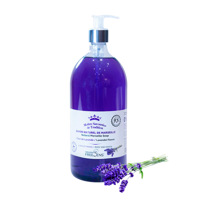 Săpun lichid Laboratoire Freesens Freesens, cu lavandă, curățare blândă, pentru mâini și corp, 1000 ml