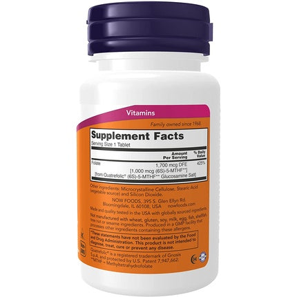 Supliment Alimentar Now Foods Methyl Folate 1000mcg Metabolic Activ, 90 Tablete