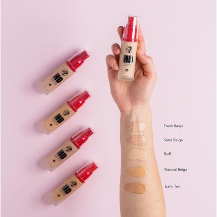 Fond de ten, W7, HD, 30ml, Natural Beige