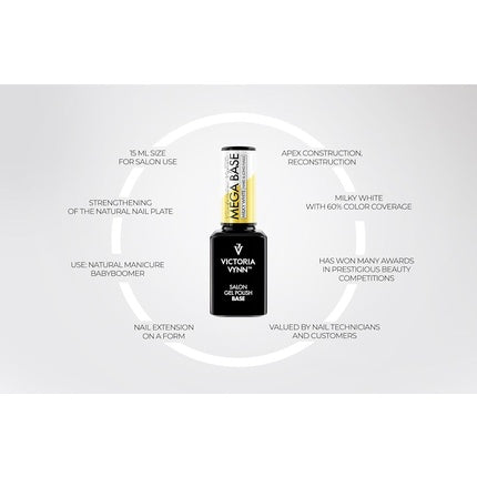 Lac unghii Victoria Vynn, Mega Base, 15ml, alb lăptos