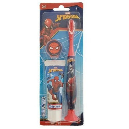Kit periuță și pastă de dinți pentru copii, Mr. White, Spiderman, 3+ ani, roșu/albastru