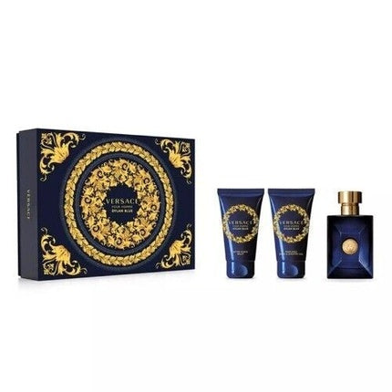 Set Cadou Versace Dylan Blue, 3 piese, 150ml (EDT 50ml + Gel Duș 50ml + Balsam Aftershave 50ml), Parfum Masculin