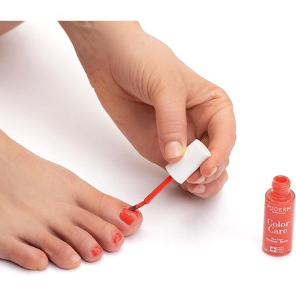 Vopsea unghii Poderm Coral Pink, cu extract de ceai verde și uleiuri esențiale, 9 ml