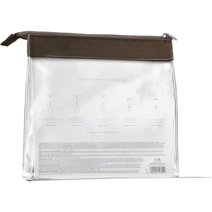 Set Cadou Molton Brown The Refreshed Adventurer, Trusă de Toalete Transparentă cu Detaliu din Piele Maro