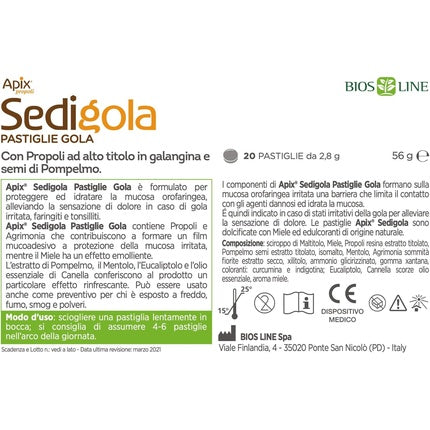 Pastile gât, Bios Line Apix Sedigola, miere eucalipt